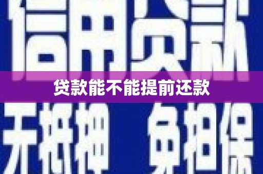 宜兰贷款能不能提前还款