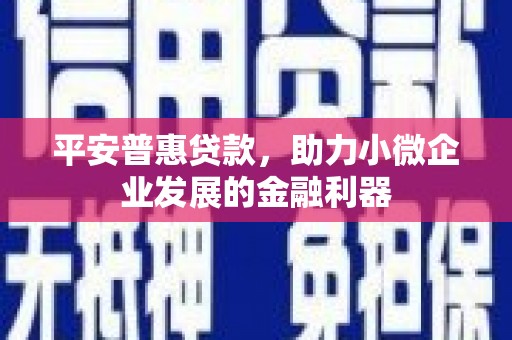 宜兰平安普惠贷款，助力小微企业发展的金融利器
